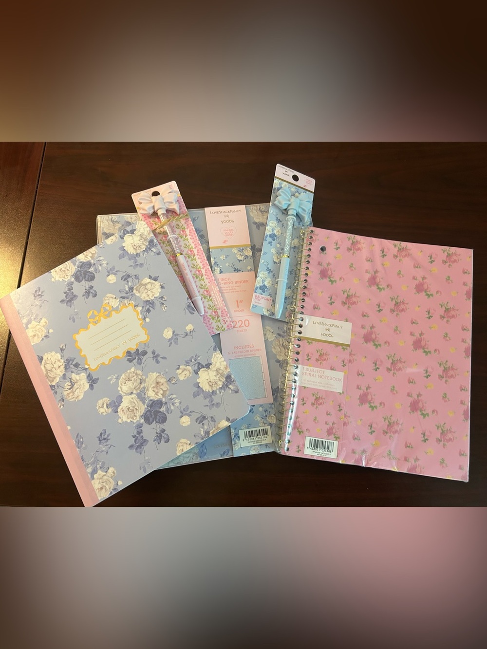 LoveShackFancy Blue and Pink Floral Notebooks & Pens Set -NWT